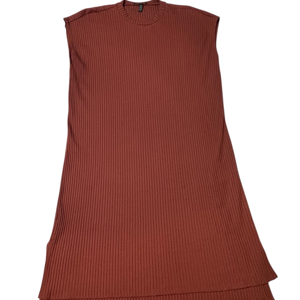 Eileen Fisher Women’s Size Large Cap Sleeve Rib Dress Rust Orange Color - Picture 6 of 8